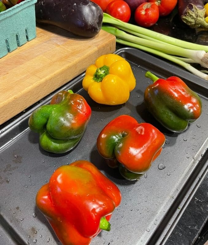 Roast 4 peppers